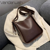 Vintage Wide Strap Shoulder Bag Women Large Capacity Crossbody Work Handbag