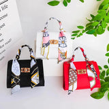 Women Small Square Shoulder Bag Silk Scarf Messenger Crossbody Bag
