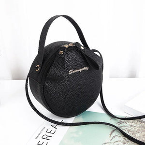 Women Mini Circular Messenger Bag PU Leather Crossbody Bag