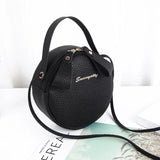 Women Mini Circular Messenger Bag PU Leather Crossbody Bag