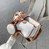 Women's Wide Strap Messenger Bag Set - 3-Piece PU Leather Shoulder Bags
