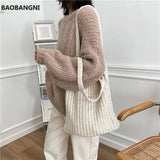 Vintage Wool Shoulder Bag for Women