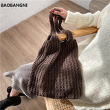 Vintage Wool Shoulder Bag for Women