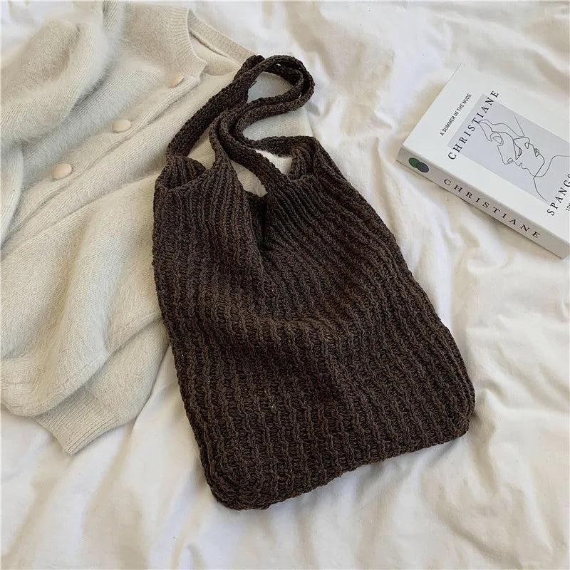 Vintage Wool Shoulder Bag for Women