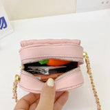 Heart Shaped Mini Leather Crossbody Bag for Women Chain Shoulder Purse