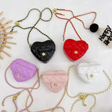 Heart Shaped Mini Leather Crossbody Bag for Women Chain Shoulder Purse