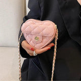 Heart Shaped Mini Leather Crossbody Bag for Women Chain Shoulder Purse