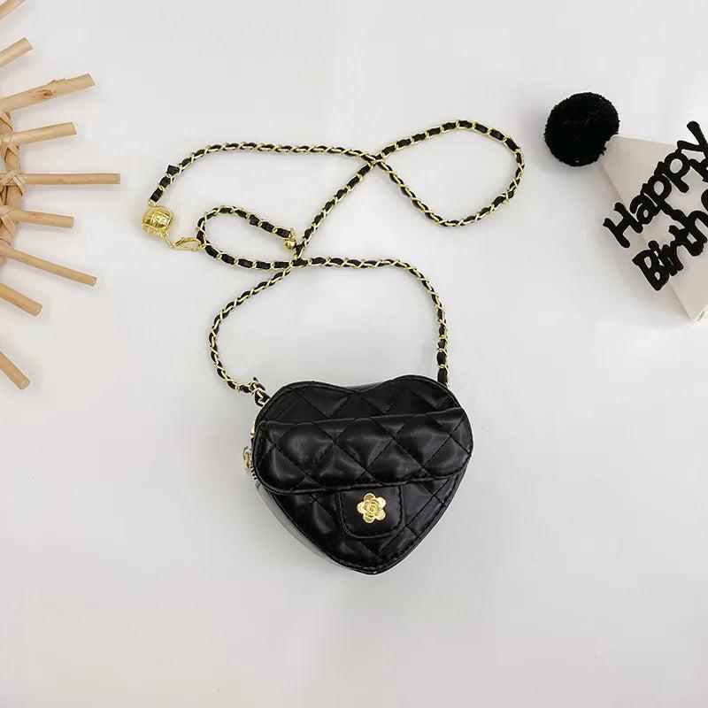 Heart Shaped Mini Leather Crossbody Bag for Women Chain Shoulder Purse
