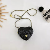 Heart Shaped Mini Leather Crossbody Bag for Women Chain Shoulder Purse