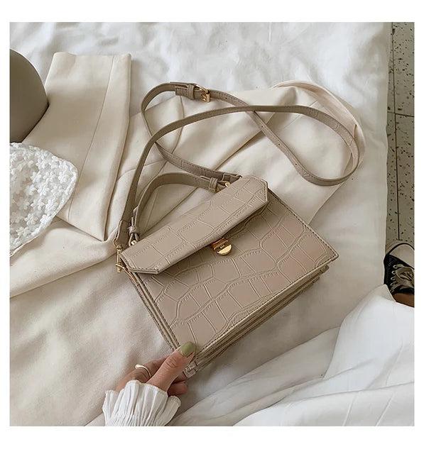 Stone Patent Crossbody Bags Small Handbag PU Leather Hand Bag