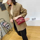Lingge Embroidery Camera Crossbody Bag Women
