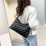 Quilted Lattice Shoulder Bag for Winter