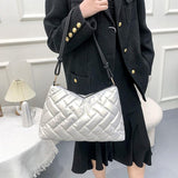 Quilted Lattice Shoulder Bag for Winter