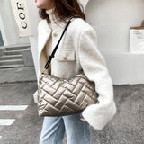 Quilted Lattice Shoulder Bag for Winter