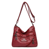 Women Crossbody Shoulder Bag Soft Leather Multi-pocket Female Sac