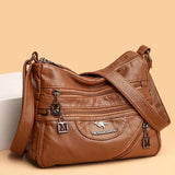Women Crossbody Shoulder Bag Soft Leather Multi-pocket Female Sac