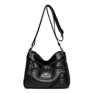 Women Crossbody Shoulder Bag Soft Leather Multi-pocket Female Sac