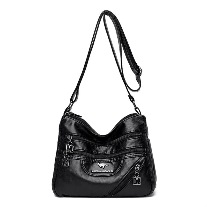 Women Crossbody Shoulder Bag Soft Leather Multi-pocket Female Sac