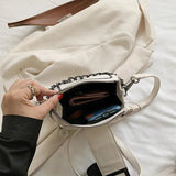 PU Leather Retro Chains Hasp Shoulder Bag Small Delicate Bucket Bags