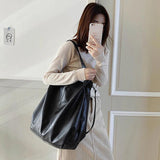Vintage Tote Leather Shoulder Bag Women Large Capacity Top Handle Crossbody Bag