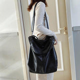 Vintage Tote Leather Shoulder Bag Women Large Capacity Top Handle Crossbody Bag