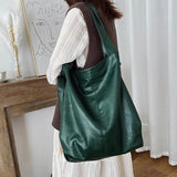 Vintage Tote Leather Shoulder Bag Women Large Capacity Top Handle Crossbody Bag