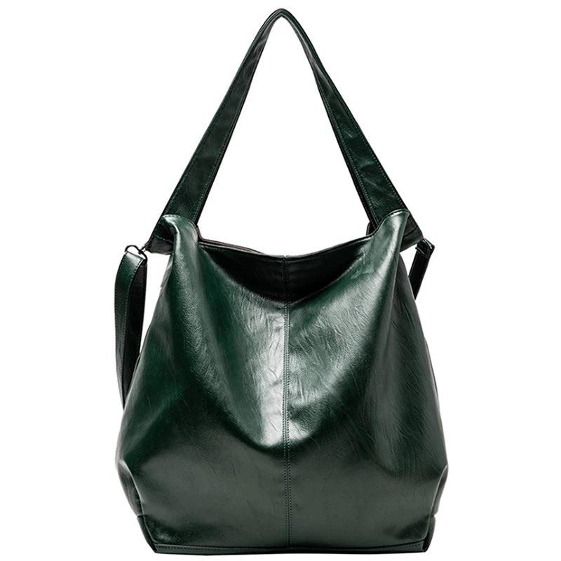 Vintage Tote Leather Shoulder Bag Women Large Capacity Top Handle Crossbody Bag