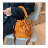 Vintage Shoulder Bag For Women Soft Handle Zip Letter Bag