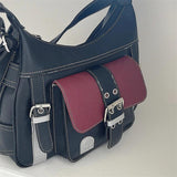 Y2k Girls Retro Shoulder Bags Contrast Women's Vintage Messenger Bag