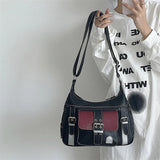 Y2k Girls Retro Shoulder Bags Contrast Women's Vintage Messenger Bag