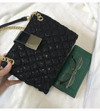 Lace Women's Handbag Diamond Pattern Chain Shoulder Bag for Women's Totes