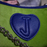 Green Velvet Armpit Bag Heart Pendant Shoulder Bag