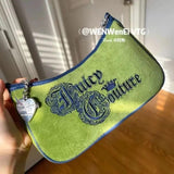 Green Velvet Armpit Bag Heart Pendant Shoulder Bag