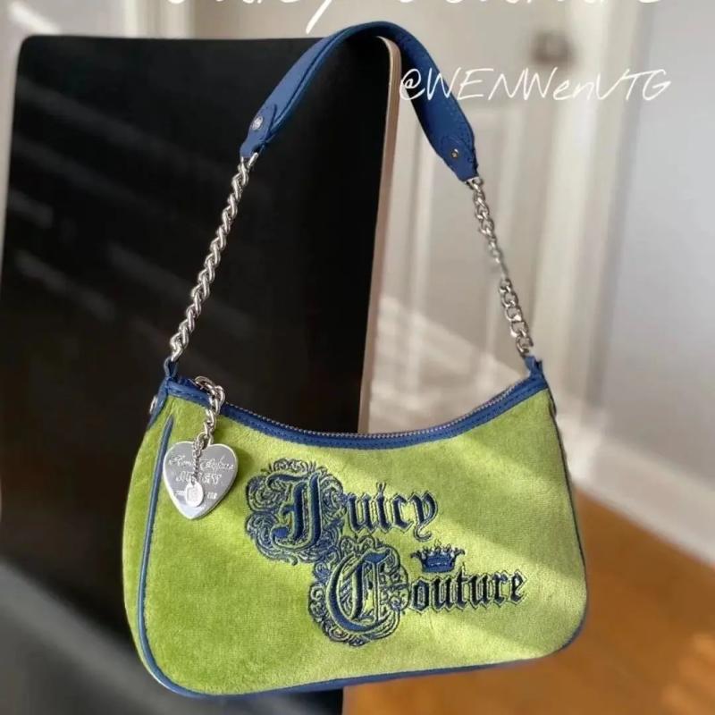 Green Velvet Armpit Bag Heart Pendant Shoulder Bag