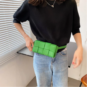 Leather Woven Waist Bag For Women