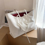 Knit Lines Shoulder Bag Casual Tote Large Capacity Handbag