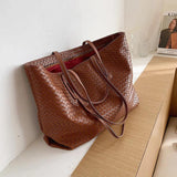 Knit Lines Shoulder Bag Casual Tote Large Capacity Handbag