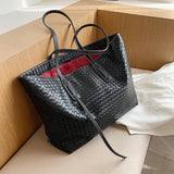 Knit Lines Shoulder Bag Casual Tote Large Capacity Handbag