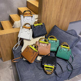 Bamboo Handle Handbag Crossbody Bag Tote Satchel