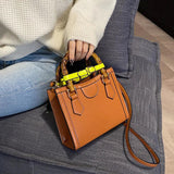 Bamboo Handle Handbag Crossbody Bag Tote Satchel