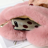 Heart Shaped Faux Fur Crossbody Wallet Purse Chain Bag