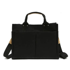 Women Casual Canvas Shoulder Bag Ladies Exterior Pockets Crossbody Bags