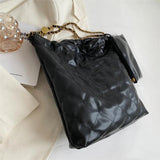 Solid Chain Shine Bag Women Party High Capacity Tote Multifunction Handbags