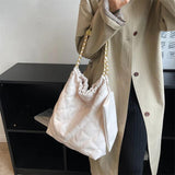Solid Chain Shine Bag Women Party High Capacity Tote Multifunction Handbags
