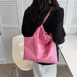 Solid Chain Shine Bag Women Party High Capacity Tote Multifunction Handbags