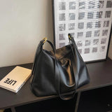 Retro Large Shoulder Bags for Women Zipper Closure Casual Shopping Totes