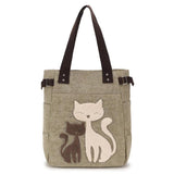 Women's Cat Handbag Canvas Shoulder Bag