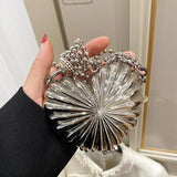 Metal Lipstick Bag for Women Dinner Bag Shell Bag High Shoulder Bags Purses Cros
