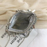 Silver Sequin Rhinestone Tassel Small Shoulder Bag Chain Ladies Evening Clutch