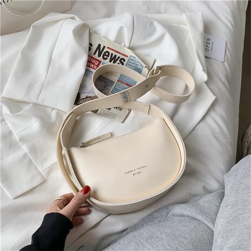Burminsa Semicircle Shoulder Bags Wide Strap Purses for Women